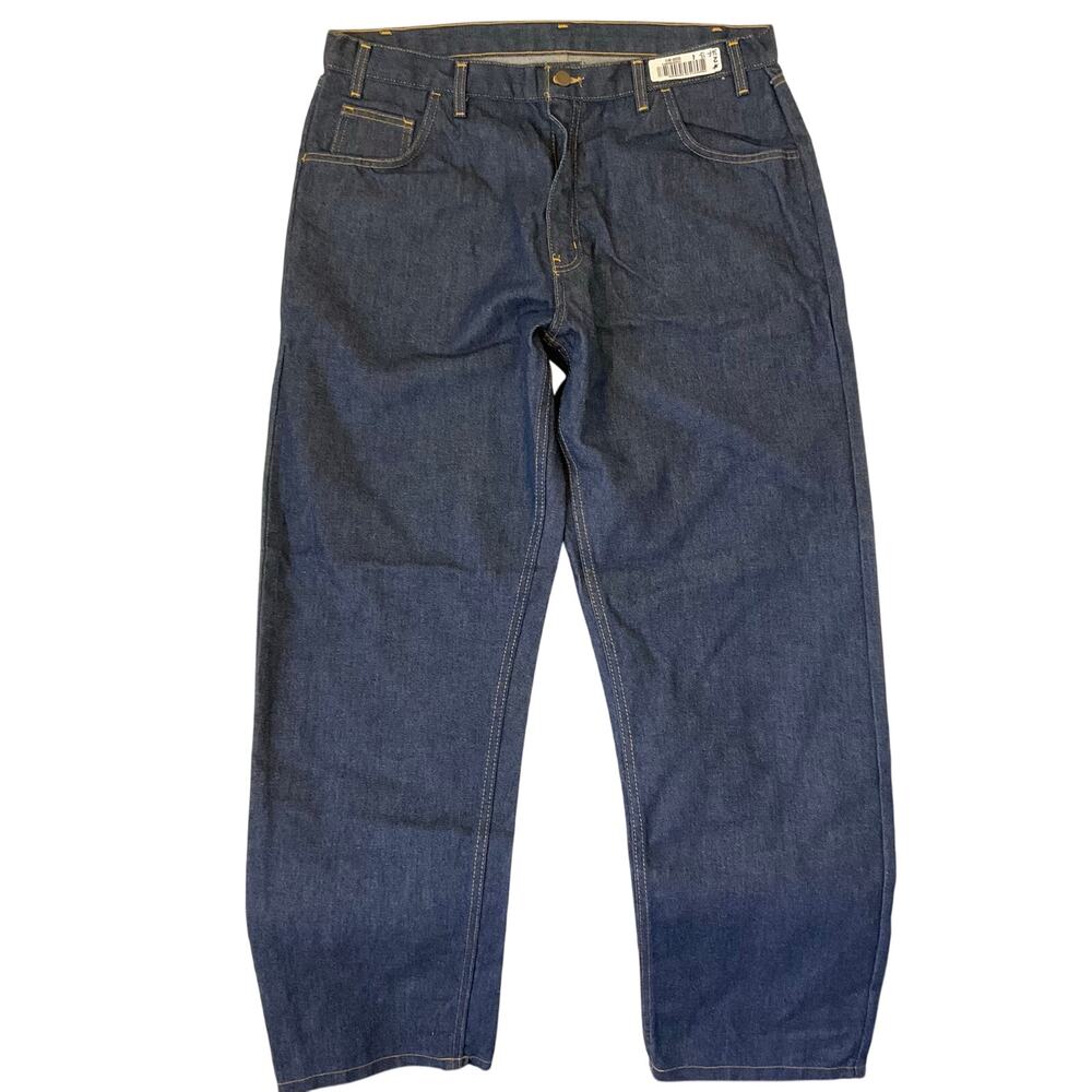 Aramark Men Durable Denim Straight Leg Jeans Size 36 x 34, Blue